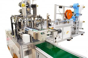 Máquina Automática de Fabricar Máscaras e Aplicar Elásticos com 1 Máquina de Pregar Alça e Sensor de Clipe Nasal DMP FB14-H1 