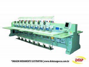  Máquina de Bordar Industrial Chenille Eletrônica 6 Cabeças 9 Agulhas com Aparelho de Lantejoula DMP